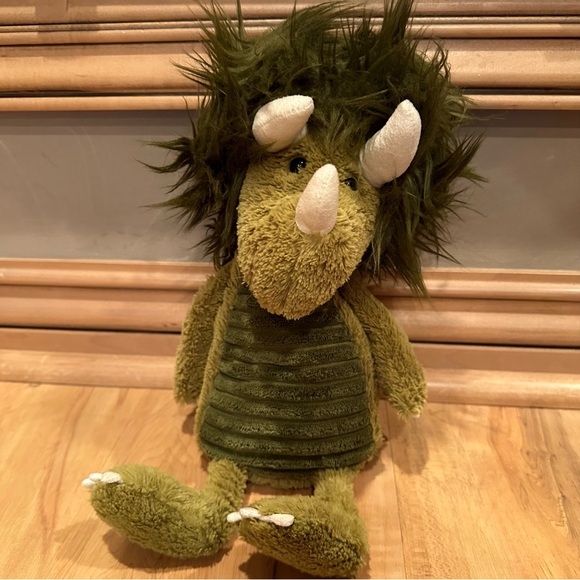 JELLYCAT Dennis Dino Dinosaur Snagglebaggle Green Plush Horns Stuffed Animal - Picture 1 of 3